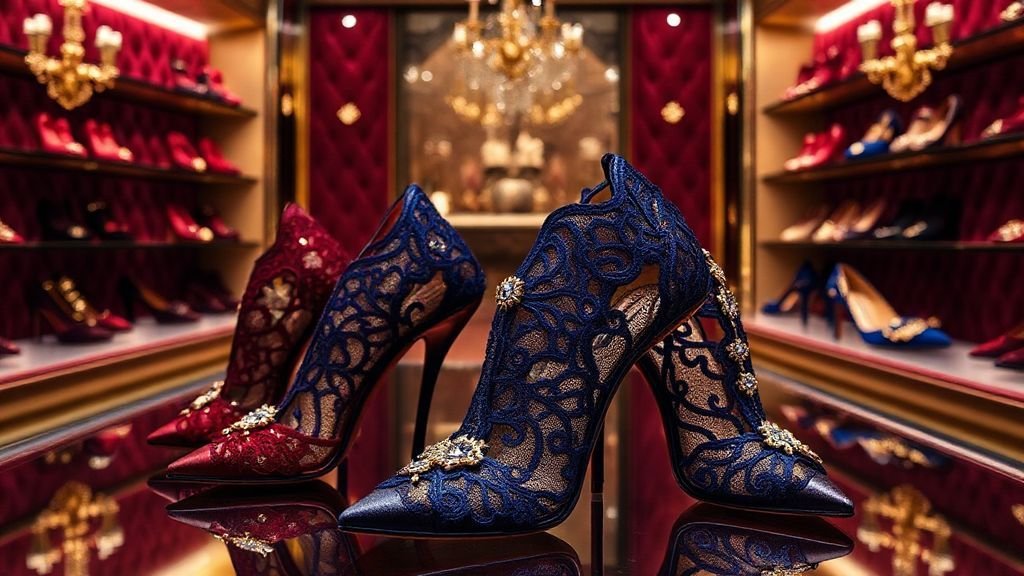 Luxurious high-fashion footwear featuring elegant designs and premium materials