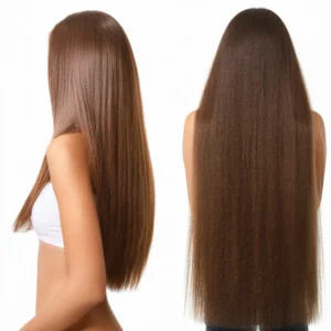A woman with clean, voluminous hair, showcasing shine and beauty