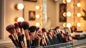 A set of high-quality makeup brushes for a quick and flawless application.