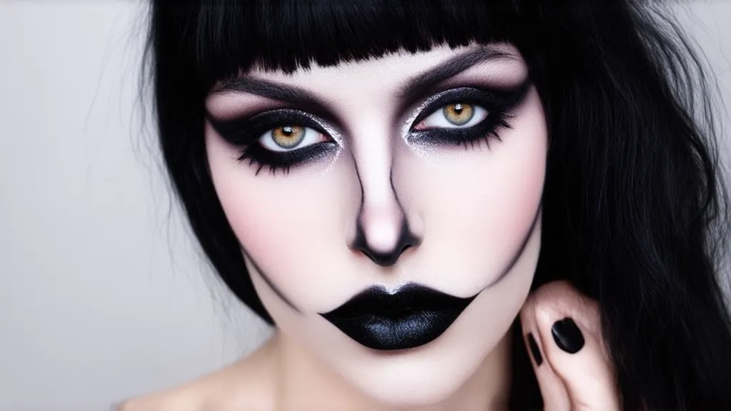 Dark grunge goth festival makeup with smoky eyes, deep lips, and smudged liner