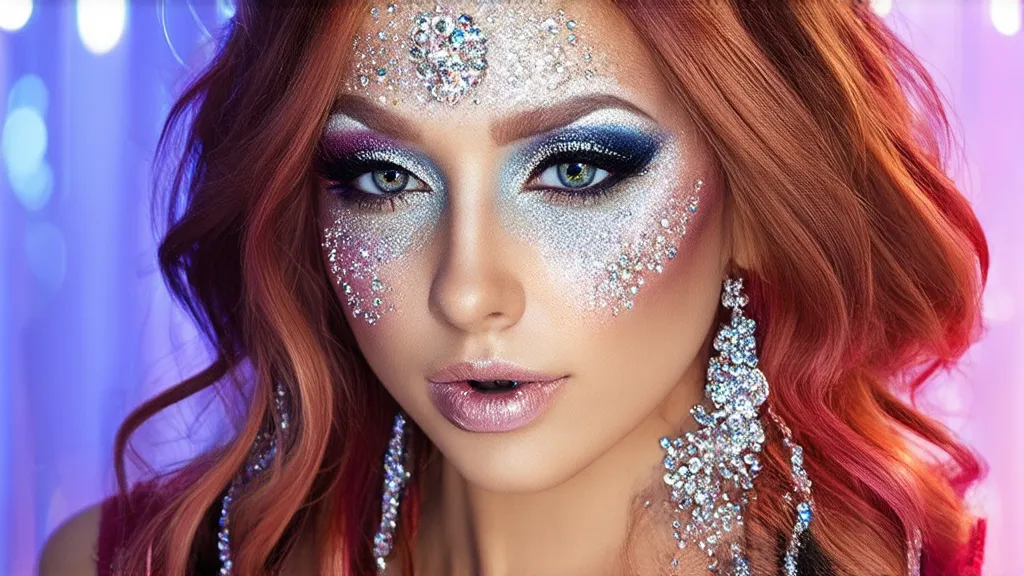 Festival makeup with glitter and rhinestones – dazzling eye and cheek designs for a show-stopping look