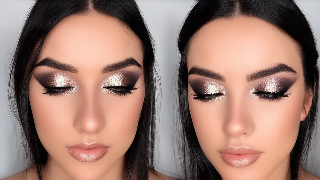Shimmery metallic and foiled eyeshadow for a high-impact festival makeup look.