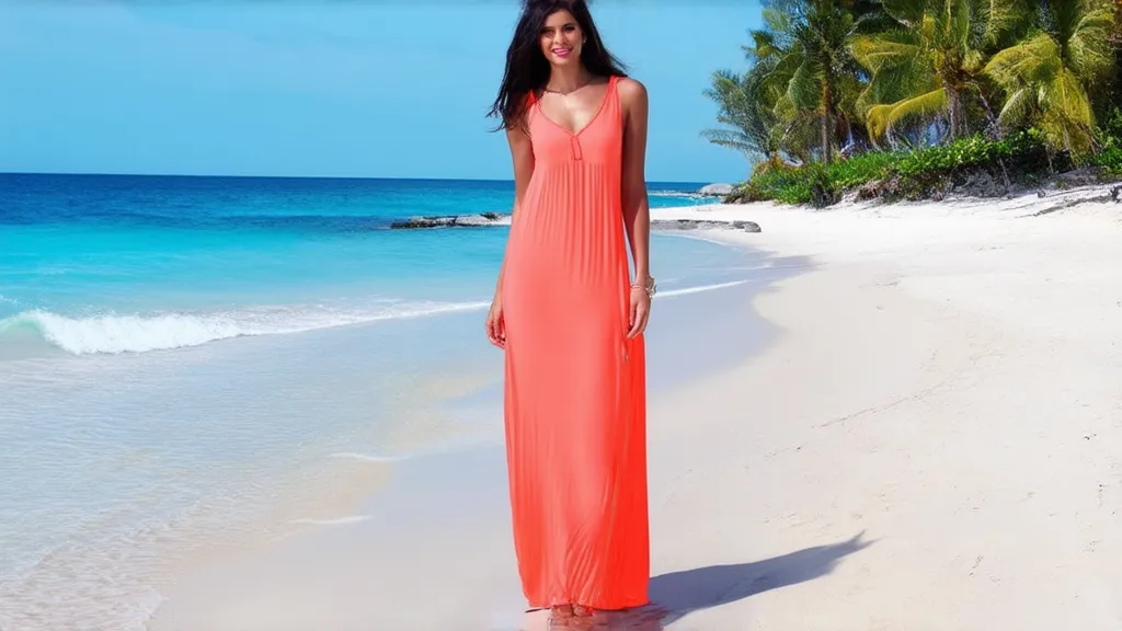 Woman wearing a flowy maxi dress in a floral print, perfect for warm travel destinations, paired with sandals and a sunhat