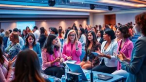 Women using technology in various settings, showcasing how tech trends are empowering and shaping women's lives globally