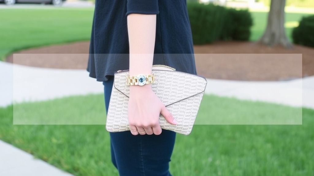 A stylish metallic clutch paired with a party outfit, showcasing its versatility and elegance