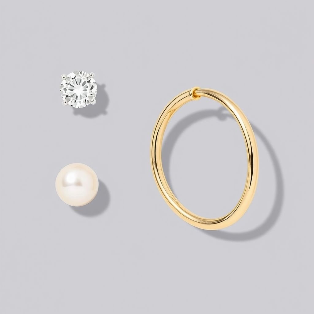 Close-up of gold and silver hoop earrings placed on a soft fabric background.