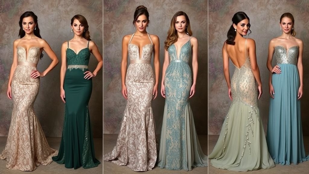 Elegant woman in a floor-length sequin evening gown